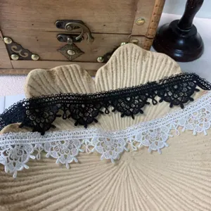 3.5cm schwarz weiss wasserloesliche spitzenborte spitze naehzubehoer diy kleid handwerk