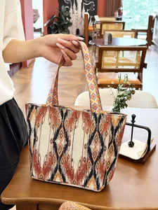 Mujeres Lona Bolso Tote Estilo Étnico Geométrico Tejido Bolso de Mano Casual Commuting Retro Bolso