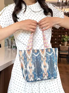 Bolso de mano de punto estilo etnico bolso tote tejido casual patron geometrico moda