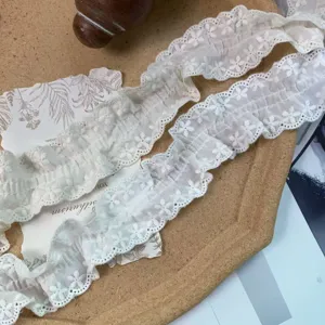 Double Sided Pleated Cotton Lace Trim Ribbon Fabric For Sewing DIY Doll Clothes Home Bedding Decor Craft
