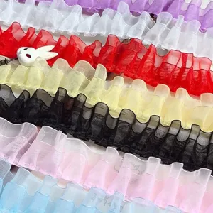 4cm Double Layer Chiffon Pleated Lace Trim Lolita Cuffs DIY Doll Clothing Sewing Material