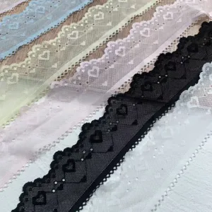 5cm heart embroidered lace trim, delicate mesh ribbon for diy hair accessories, doll clothes.