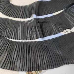 Schwarzer Chiffon Plissee Rüschen Spitzen Stoff für DIY Kleid Rock Saum Nähen Dekoration.