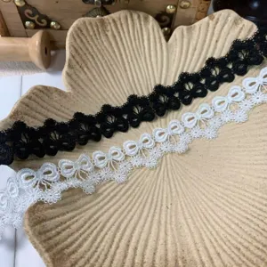 Hollow Out Embroidered Lace Trim Bow Ribbon For DIY Doll Clothes Garment Sewing Accessories