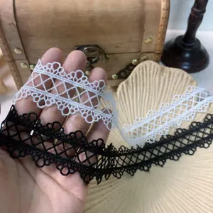 nastro di pizzo nero bianco 3cm ricamo solubile in acqua cucito decorazione vestito
