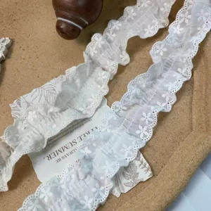 4.5cm white double-sided pleated lace trim for doll clothes fabric bedding apparel decor