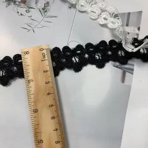 Black white lace trim bow embroidery ribbon diy doll clothes sewing craft 3cm width accessory