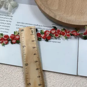 Colorful 3D flower polyester lace trim, 2cm wide for DIY clothing, bags and crafts.