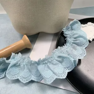 Love Heart Cotton Lace Pleated Embroidered Trim For Sofa Doll Clothes Apparel Collar Cuff DIY Craft Decoration