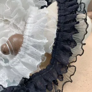 Double Layer Heart Lace Ruffle Pleated Mesh Lace Trim For Curtain Clothing Skirt Hem DIY Decoration Sewing Craft