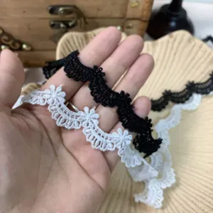 Bordo in Pizzo Ricamato Idrosolubile in Poliestere Larghezza Bianco Nero Nastro in Tessuto per Cucito DIY Decorazione Indumenti
