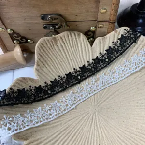 2cm schwarz weiß Stern Polyester bestickte Borte Spitze für Kleidung DIY Dekoration