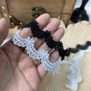 Bordatura in pizzo nero bianco 2cm poliestere ricamato fai da te artigianato abbigliamento cucito