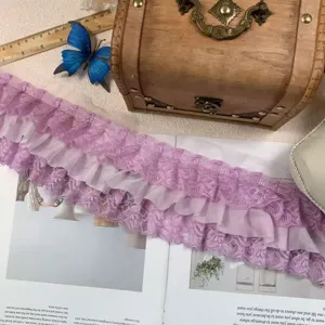 Soft Layered Chiffon Lace Ruffle Trim Fabric For Princess Doll Dress Hair Bows DIY Sewing Craft Decoration