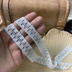 Nastro di Rifinitura in Pizzo Ricamato in Poliestere a Cuore Bianco per Cucito Artigianale DIY Accessori Abbigliamento Decorazione Matrimonio