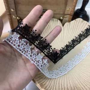 2cm Schwarz Weiß Stern Polyester Stickerei Borte Spitze DIY Handwerk Kleidung Deko