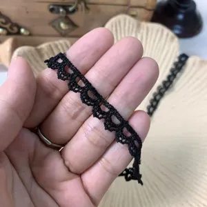 1cm schwarze halbrunde hohle Polyester bestickte Borte für Puppenkleidung DIY Handwerk