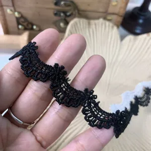 Merletto ricamato idrosolubile nero bianco 2cm di larghezza per cucito vestiti fai da te decoro