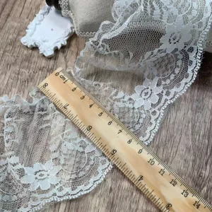 White lace trim embroidered ruffled mesh fabric for dress sewing DIY crafts decoration