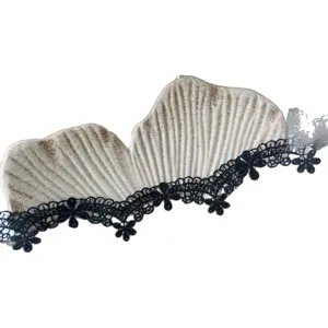 Black lace trim floral embroidery water soluble ribbon for DIY garment dress accessories