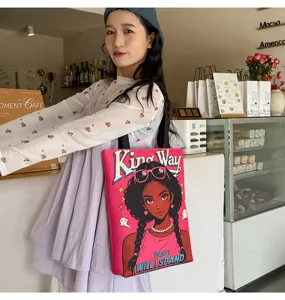 Sac à bandoulière en toile rétro tendance avec imprimé graphique rose grand sac cabas
