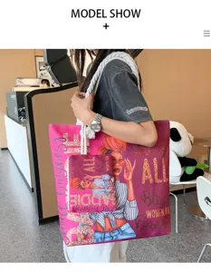 Sac cabas en toile avec impression artistique de fille noire et pochette assortie pour femmes.