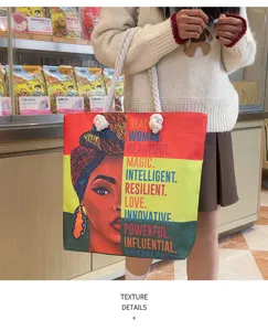 Große Segeltuch Tragetasche für Damen Schultertasche ästhetischer Druck modische Handtasche