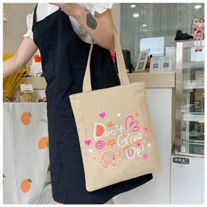 Borsa shopper in tela di lino da donna, graziosa stampa elefante borsa a spalla casual.