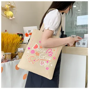 Borsa a tracolla casual in tela di lino con stampa di elefante simpatico e scritta.