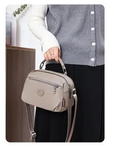 Casual minimalist solid color shoulder bag, lightweight wear-resistant oxford crossbody bag.