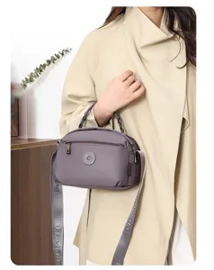 2026 New Simple Crossbody Bag Solid Color Fashion Mother Shoulder Bag Lightweight Oxford Cloth