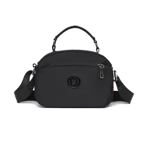 Classic solid color black oxford cloth crossbody shoulder bag for casual daily wear.