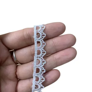 1cm weiße spitze band polyester hohl gestickte borte für kleidung nähen puppenkleidung diy