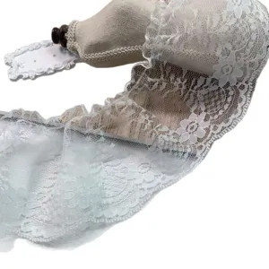 9cm wide white mesh embroidered pleated lace trim for clothing skirt hem curtain diy craft