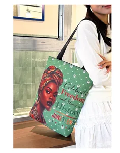 Grand sac cabas en toile sac à épaule avec impression d'art de femme noire pour femmes
