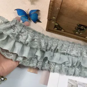 10cm 3-layer chiffon lace ruffle trim for princess doll dress skirt DIY craft clothing accessories