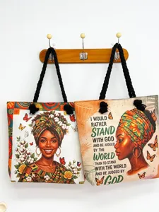 Canvas shopper tas met Afrikaanse vrouw kunst print, grote stijlvolle schoudertas voor dames
