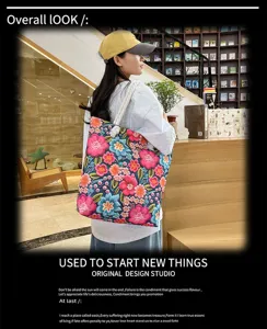 Borsa tote in tela a fiori grande capacita borsa a tracolla casual da donna per viaggi