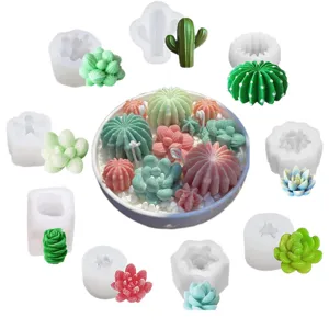 Vue détaillée du moule en silicone et de la bougie succulente DIY avec texture complexe.