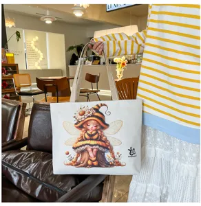 Borsa Tote in Tela Stampa Ape Cartoon Borsa a Spalla Casual Borsa per la Spesa
