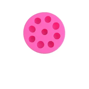 Pink round silicone mold with nine cavities for mini fruit chocolate fondant cake decoration tools