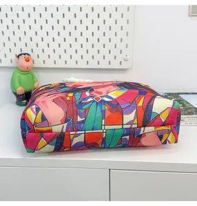 Bunte Segeltuch Tragetasche modische Freizeit Einkaufstasche retro geometrisch bedruckt