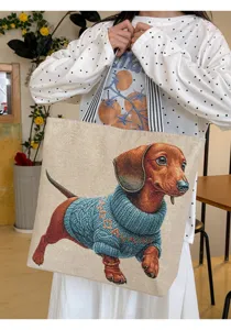Grosse kapazitaet leinwand tote schultertasche mit suessem daeckl muster fuer damen reise.