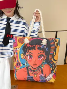 Süße Canvas Tragetasche für Damen, stilvolle bedruckte Schultertasche und lässige Handtasche.