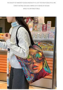 Segeltuch Tragetasche mit stilvollem Kunst-Porträt, lässige Schultertasche für den Alltag.