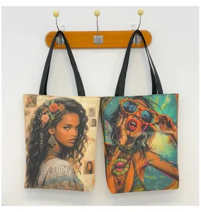 Stofftasche mit stilvollem Kunstdruck doppelseitige lässige Schulter-Einkaufstasche
