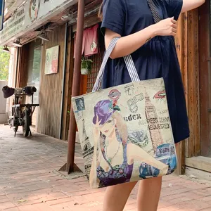 Canvas schoudertas retro Londen stijl mode grote tote tas casual voor dames handtas