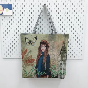 Grote canvas shopper voor vrouwen casual schoudertas met stijlvolle New York print
