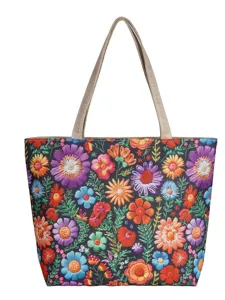 Bolso Tote de Lona de Diseño Original para Mujer Pintura Artística Paisaje Floral Gráfico Bolso de Hombro Gran Capacidad Casual Bolso de Mano Viaje