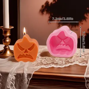 Halloween pumpkin silicone candle mold DIY baking soap mold 7.2x7.2cm pink resin craft tool